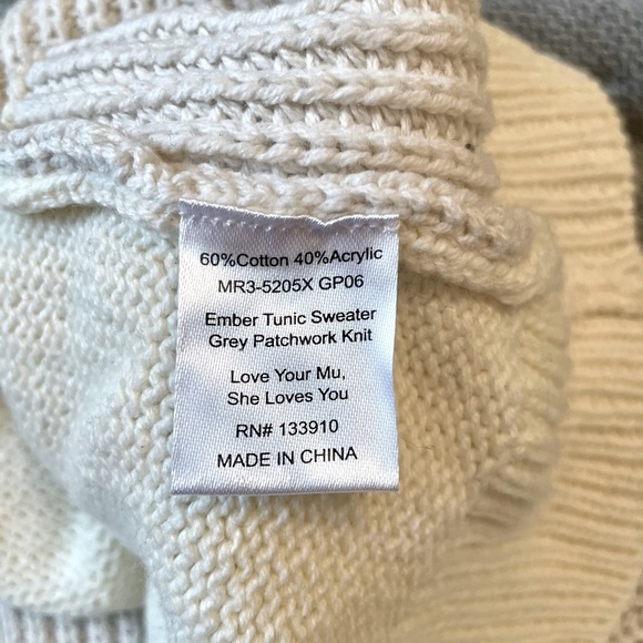 Show Me Your Mumu Size 3X Ember Patchwork Knit Tunic Sweater Cream Black Gray - Picture 10 of 11